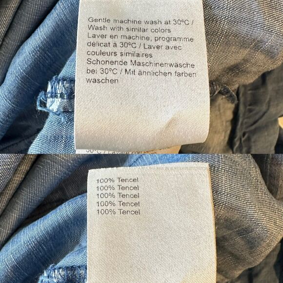 JUST Female Rigmor Kimono Blouse Size S Chambray Blue Wrap Preppy Coastal City - Picture 11 of 12